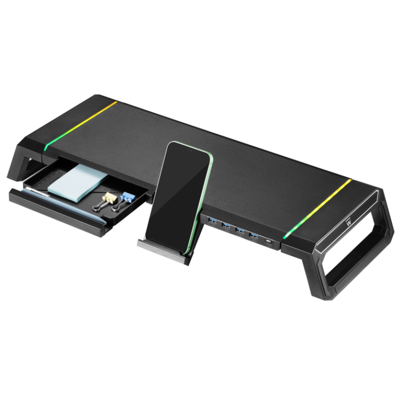 SOPORTE PLEGABLE MONITOR RGB CON CAJON SOPORTE PARA SMARTPHONE 4 PUERTOS