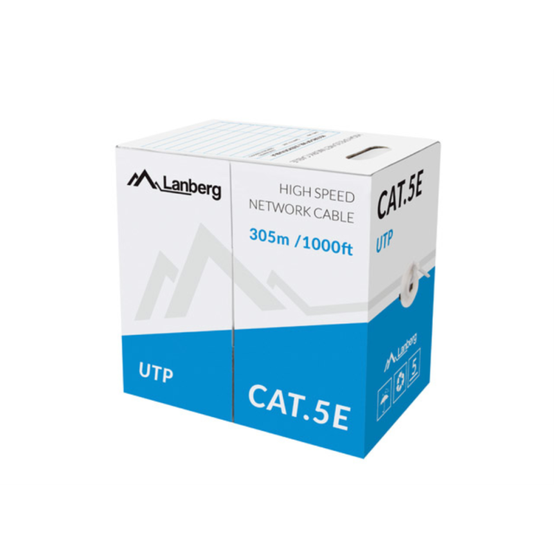 BOBINA CABLE RED LANBERG UTP RJ45 100 MB/S TRENZADO CCA AWG24 305M GRIS