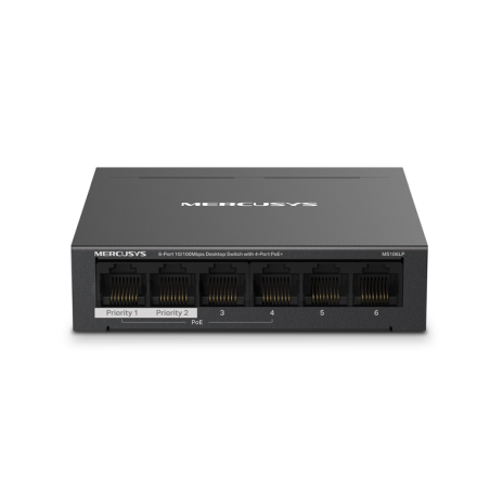 SWITCH MERCUSYS MS106LP 6 PUERTOS 10/100MBPS Y 4 PUERTOS POE
