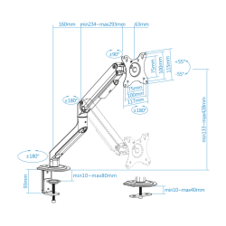 TooQ DB4032TNR-W soporte para monitor 81,3 cm (32") Blanco Escritorio