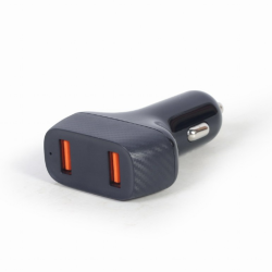 CARGADOR RÃ?PIDO DE COCHE USB GEMBIRD DE 2 PUERTOS, QC3.0, 36 W, NEGRO