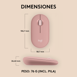 Logitech Pebble 2 M350s ratón Viajes Ambidextro RF Wireless + Bluetooth Óptico 4000 DPI