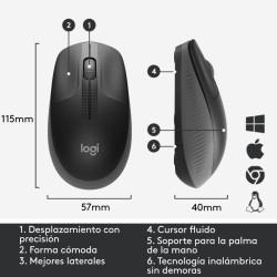 Logitech 910-005905 ratón Oficina Ambidextro RF inalámbrico Óptico 1000 DPI