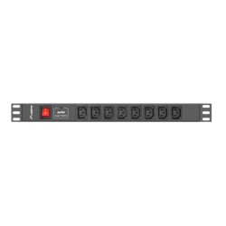 Lanberg PDU-08I-0200-C20-BK unidad de distribución de energía (PDU) 8 salidas AC 1U Negro