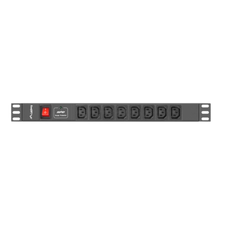 Lanberg PDU-08I-0200-C20-BK unidad de distribución de energía (PDU) 8 salidas AC 1U Negro