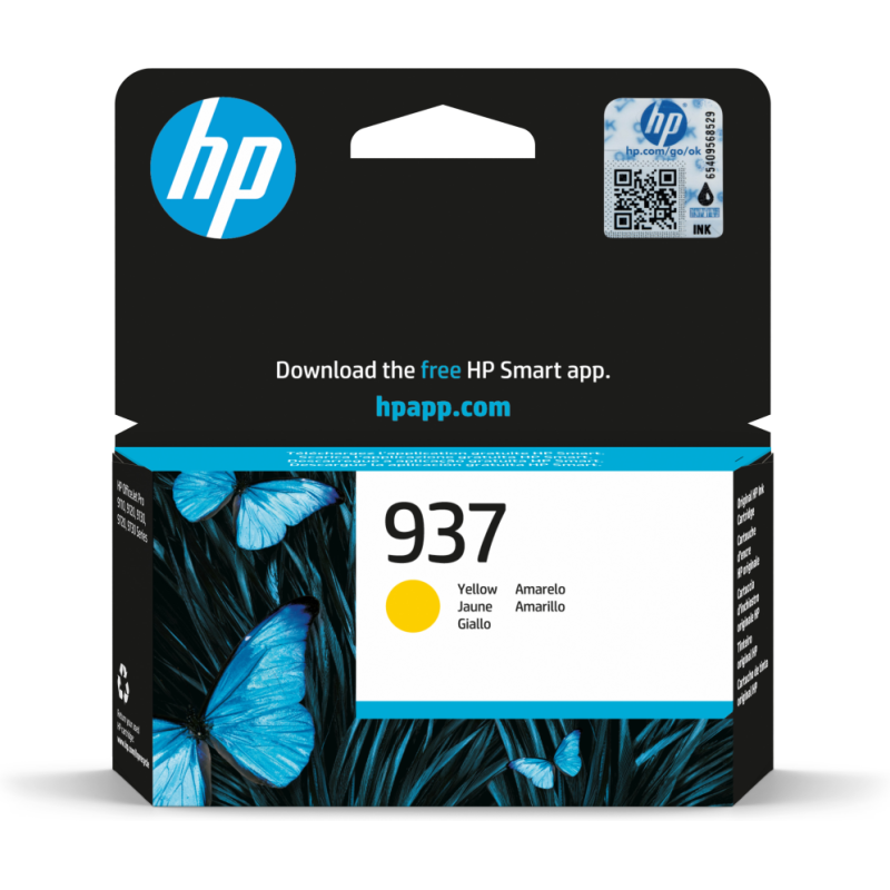 HP 937 Yellow Original Ink Cartridge cartucho de tinta 1 pieza(s) Rendimiento estándar