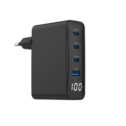 Gembird TA-UC-PDQC100LCD-01-BK cargador de dispositivo móvil Portátil, Smartphone Negro Corriente alterna Carga rápida Interior