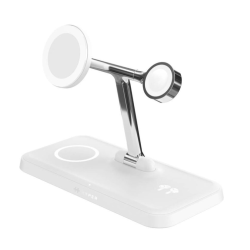 HYPER HJ3004WHGL cargador de dispositivo móvil Auriculares, Smartphone, Reloj inteligente Plata, Blanco CC, USB Cargador inalámb