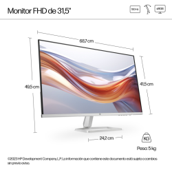 HP Series 5 31.5 inch FHD Monitor - 532sf pantalla para PC 80 cm (31.5") 1920 x 1080 Pixeles Full HD LCD Plata