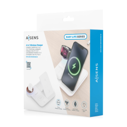 AISENS ASCH-15W4WC061-W cargador de dispositivo móvil Auriculares, Smartphone, Reloj inteligente Cargador inalámbrico Interior