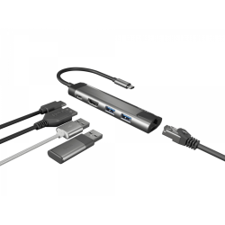 ADAPTADOR 5 IN 1 USB-C NATEC FOWLER GO 2X USB 3.0 HUB, HDMI 4K, USB-C PD